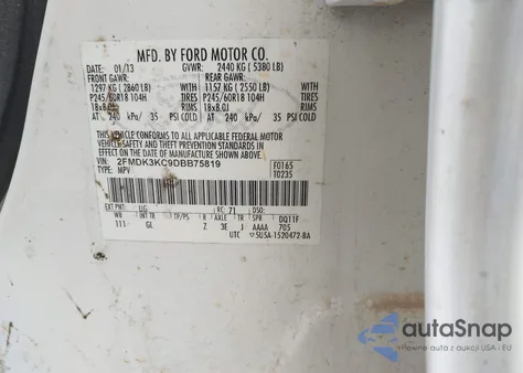 2013 Ford Edge Limited из США, поврежденный, VIN 2FMDK3KC9DBB75819